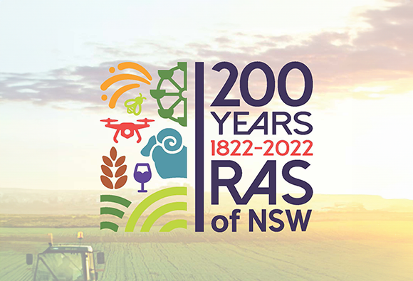 Logo reading “200 Years 1822–2022 RAS of NSW” with icons representing agriculture and industry.